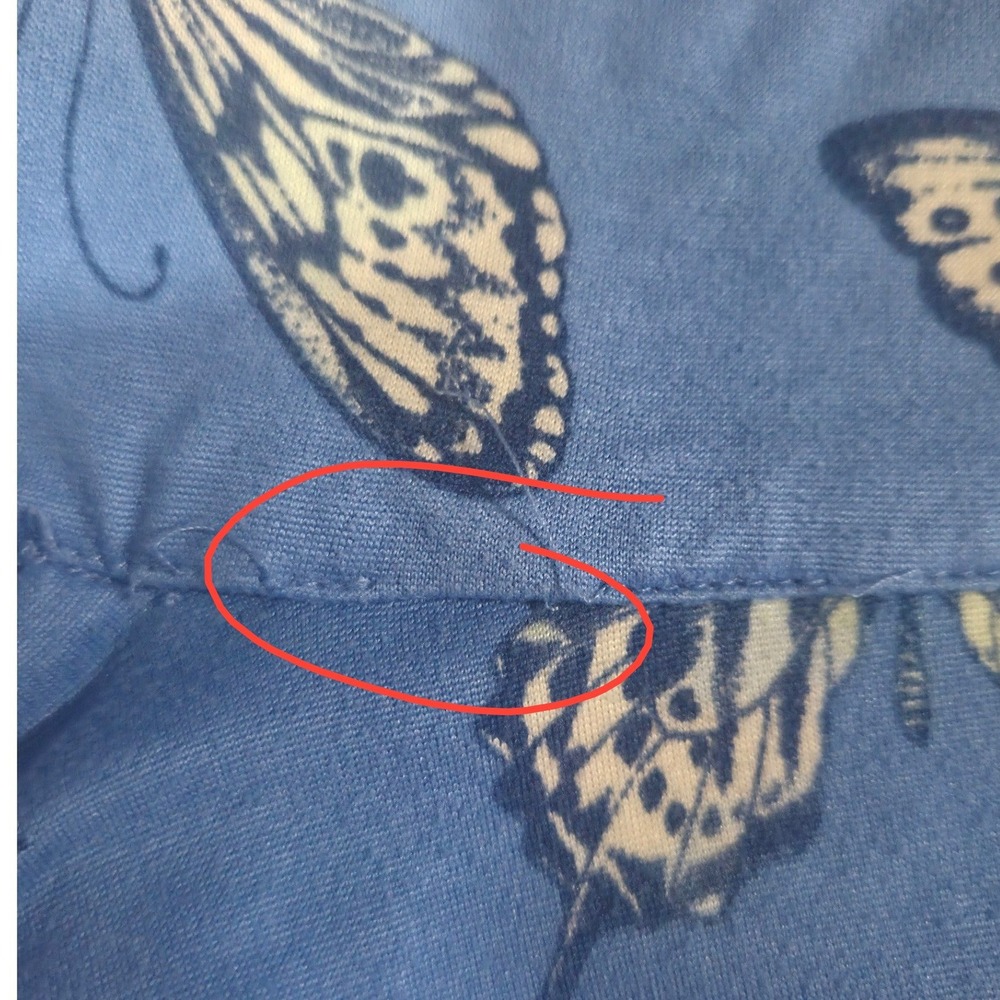Flora by Flora Nikrooz Womens Blue Butterfly Pajama Set Shorts Long Sleeve M - Picture 7 of 8
